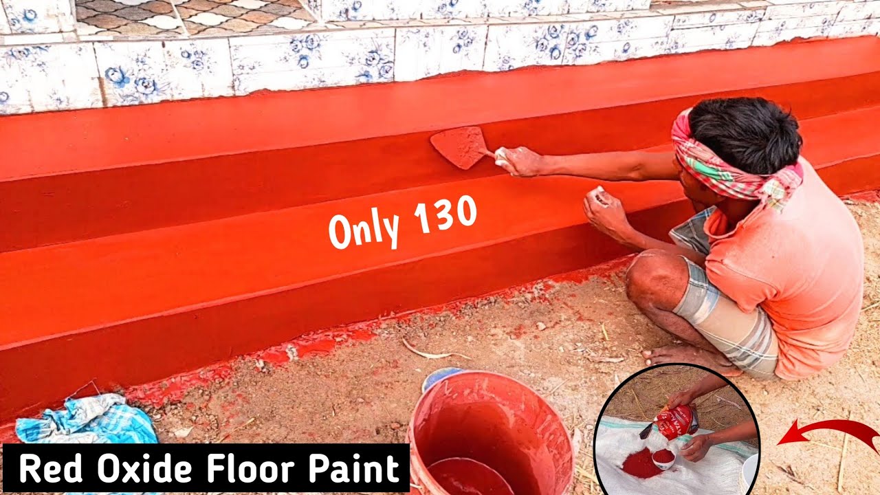 Floor Paint Design For Home |Red Oxide Flooring - YouTube