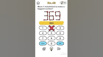brain out level 43: Move 1 matchstick to make a biggest number!#Shorts #youtube short#shortfeeds