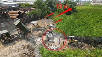EP 5 Incredible Making New Road from Side to Side , Bulldozer Push Cement Stone Poor Worker Scraping