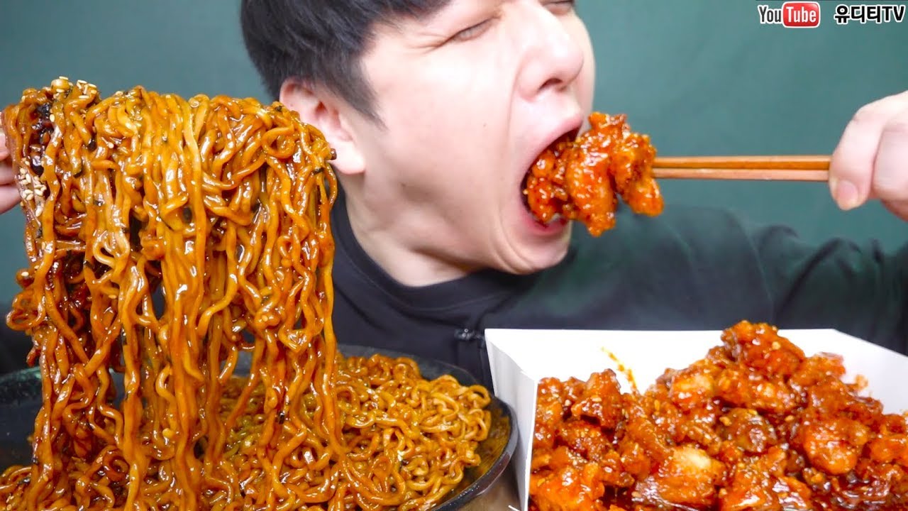 SNS맥시칸닭강정을 불닭게티와 함께 먹어보았습니다 한입에두봉지주의 리얼사운드 먹방 REAL SOUND MUKBANG SOCIAL EATING