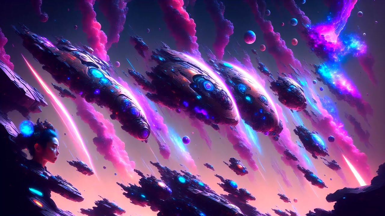 Background Cosmic Sci-Fi Video No Copyright Free Animated Art Template Loop Aesthetic TV Screensaver