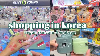 shopping in Korea vlog 🇰🇷 vegan skincare & makeup haul 🥦 Oliveyoung clean kbeauty