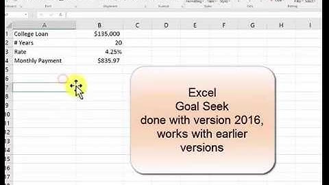 Excel 2016 goal seek