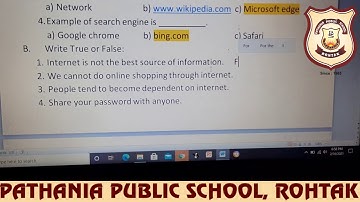 Pathania World Campus- Class 3- Computer- Revision Worksheet of Chapter-9 (Internet)