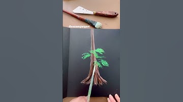 This is an easy pine tree tutorial with acrylic paint. #shorts #art #sketching