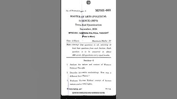 IGNOU MPSE 003 IMPORTANT QUESTIONS | DECEMBER 2024 QUESTION PAPER #ignouquestionpaper #mpse003 #mps