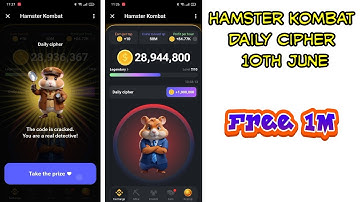 10 June Morse Code Hamster Kombat ⚡ 1 Million Points Daily Cipher | Hamster kombat today morse code