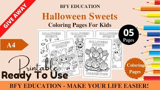 1080 FREE Halloween Sweets Coloring Pages For Kids | Color and Learn | 5 Pages