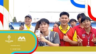 Thai staff having fun posing for TV cam and snapping memories at Rugby venue | SEA Games 2025