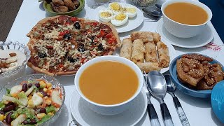 مائدة إفطار سهلة التحضير / شوربة اليقطين / بيتزا صحية و لذيييذة  #رمضان #كريم # 2020 #healthyfood