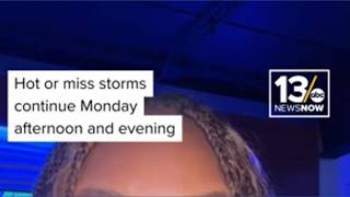 Hot or miss storms continue Monday afternoon and evening