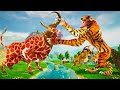 Giant Tiger Wolf Vs Zombie Bull Save Cow Cartoon Attacked by Giant Wolf- Animal Mammoth Revolt