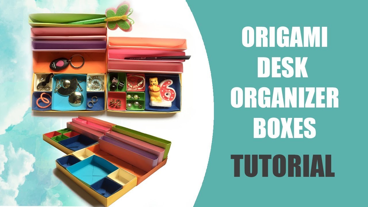 Origami Desk Organizer Boxes Tutorial Youtube