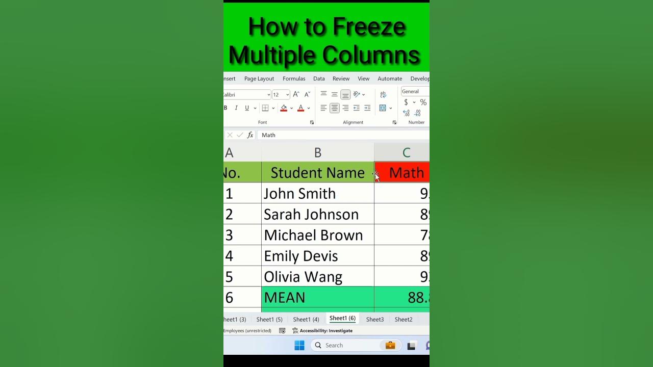 How to freeze multiple columns in excel using freeze panes freezepanes