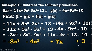 Operations on Functions   SUBTRACTION OF FUNCTIONS
