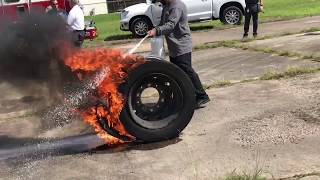 Tire Fire Suppression Demo With Cold Fire Agent