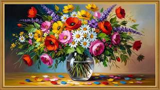 Peaceful Floral Art 🌷 | 🌼Colorful Flowers in a Vase | 7 Hours | 5 Rotating Images screenshot 4