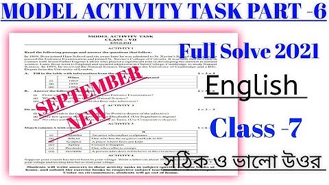 Class -7 English (ইংরাজী) Model Activity Task Part -6 (New) September // WBBSE @ All In One Bengali