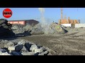 Royex quarry boulder breaking shot