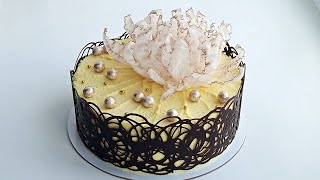 Шоколадная лента. Быстрое, простое и эффектное украшение торта