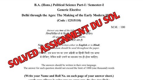 Solved assignment Ba Honours Political honours 2020Process of india Du sol 2020 assignment