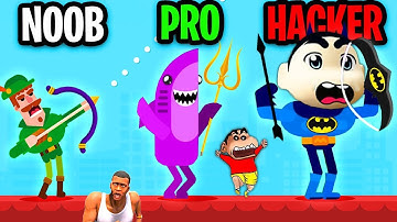 SHINCHAN and CHOP Became BOWMASTER | Noob vs Pro vs Hacker Gameplay in Hindi | AMAAN-T