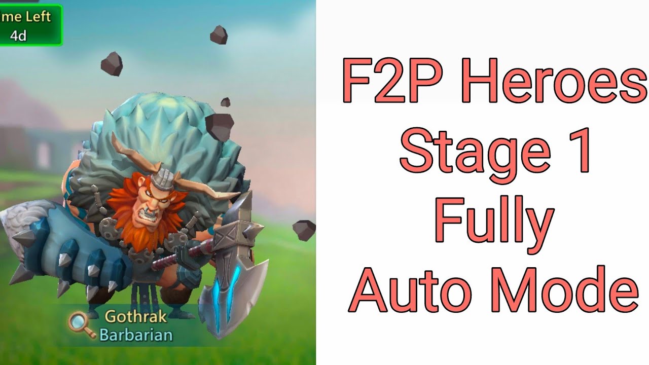 Lords Mobile Limited Challenge : Barbaric Journey Gothrak Barbarian Stage 1 Fully Auto Mode F2P Hero