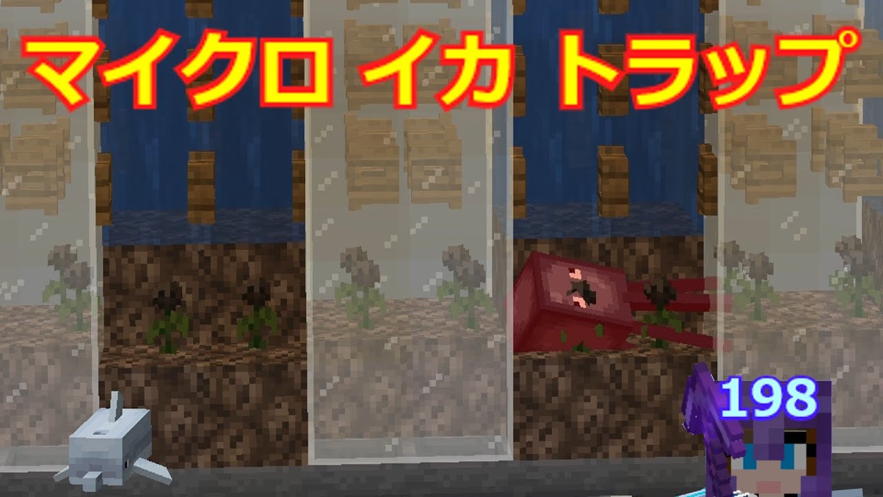 マイクラ 司書さんとイカスミ取引するための欠点のある超小型イカトラップ 第198回 Youtube