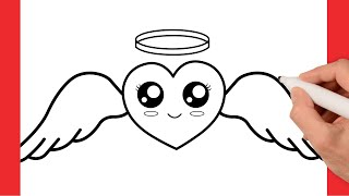 COMO DIBUJAR UN CORAZON CON ALAS DE ANGEL ✅