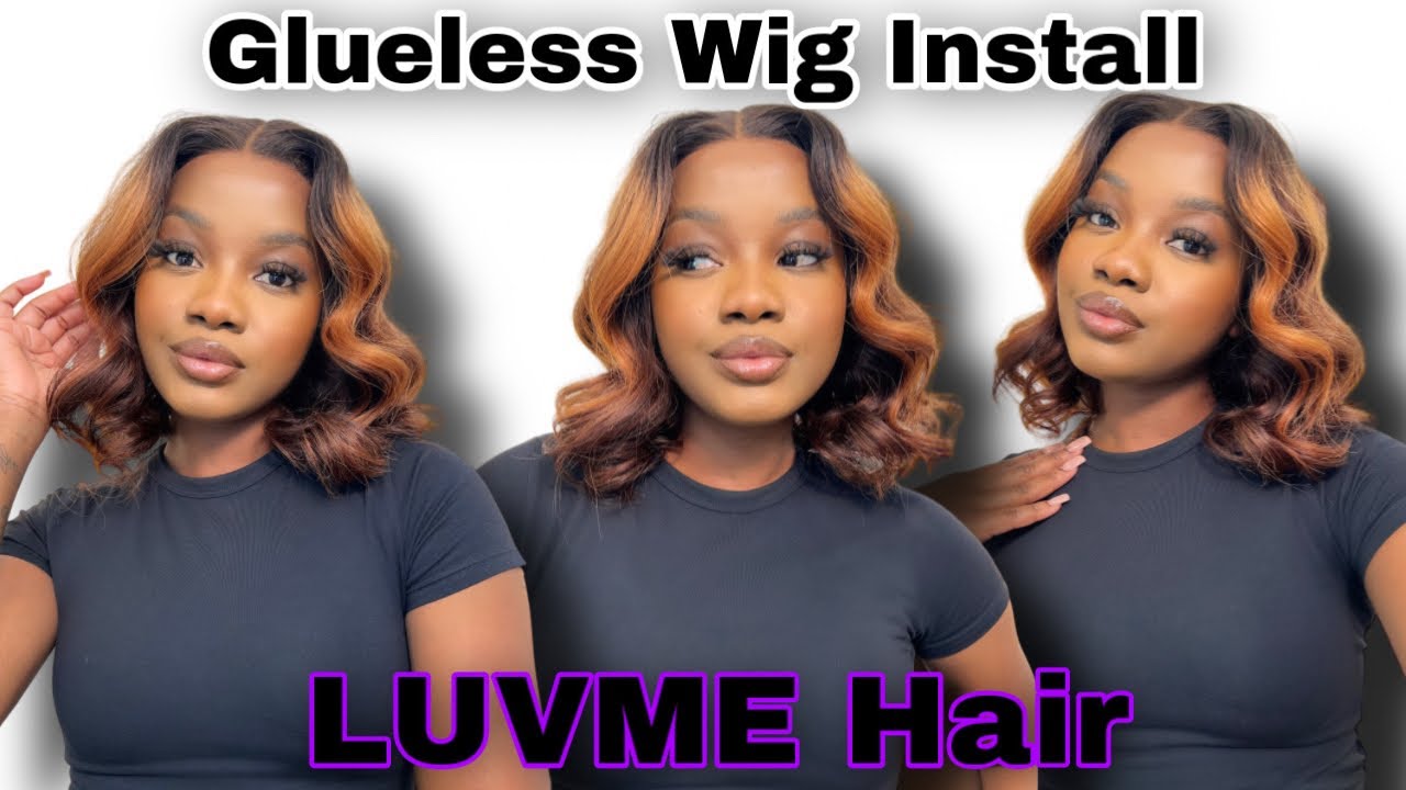 Glueless Wig Install using ONLY one product 12” Ombré Brown Wig Ft