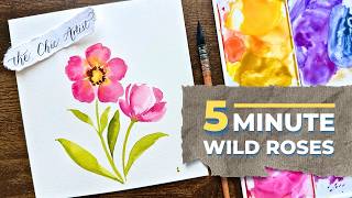 Easy Loose Watercolor Wild Rose Tutorial for Beginners