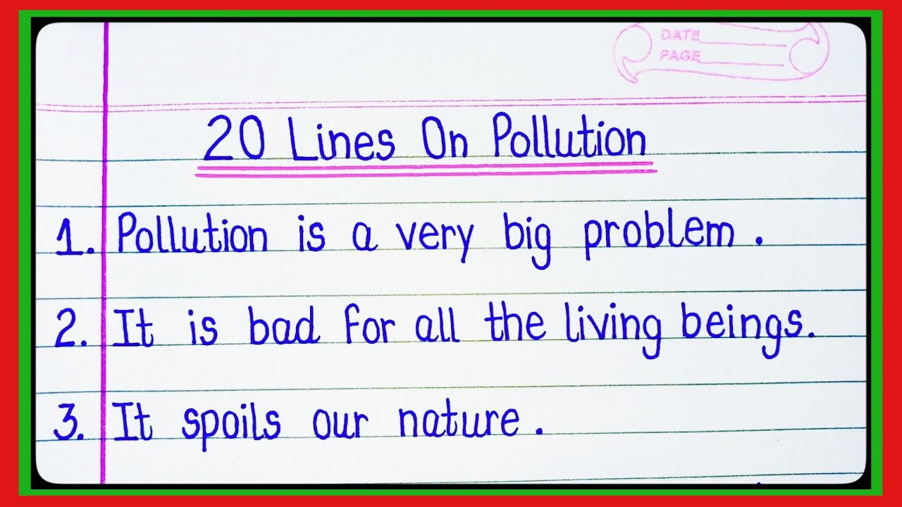 20 Lines Essay On Pollution In English l Essay On Pollution l Pollution Essay/ 10 Lines On Pollution