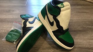 jordan retro 1 high og pine green grade school