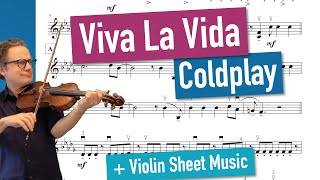 Video thumbnail of "Viva La Vida - Coldplay | Violin Sheet Music | Violin Cover | Playback | Violin Practice"
