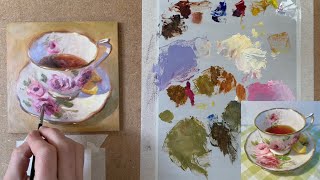 How to paint loose in oils: Painting a teacup with oil paint