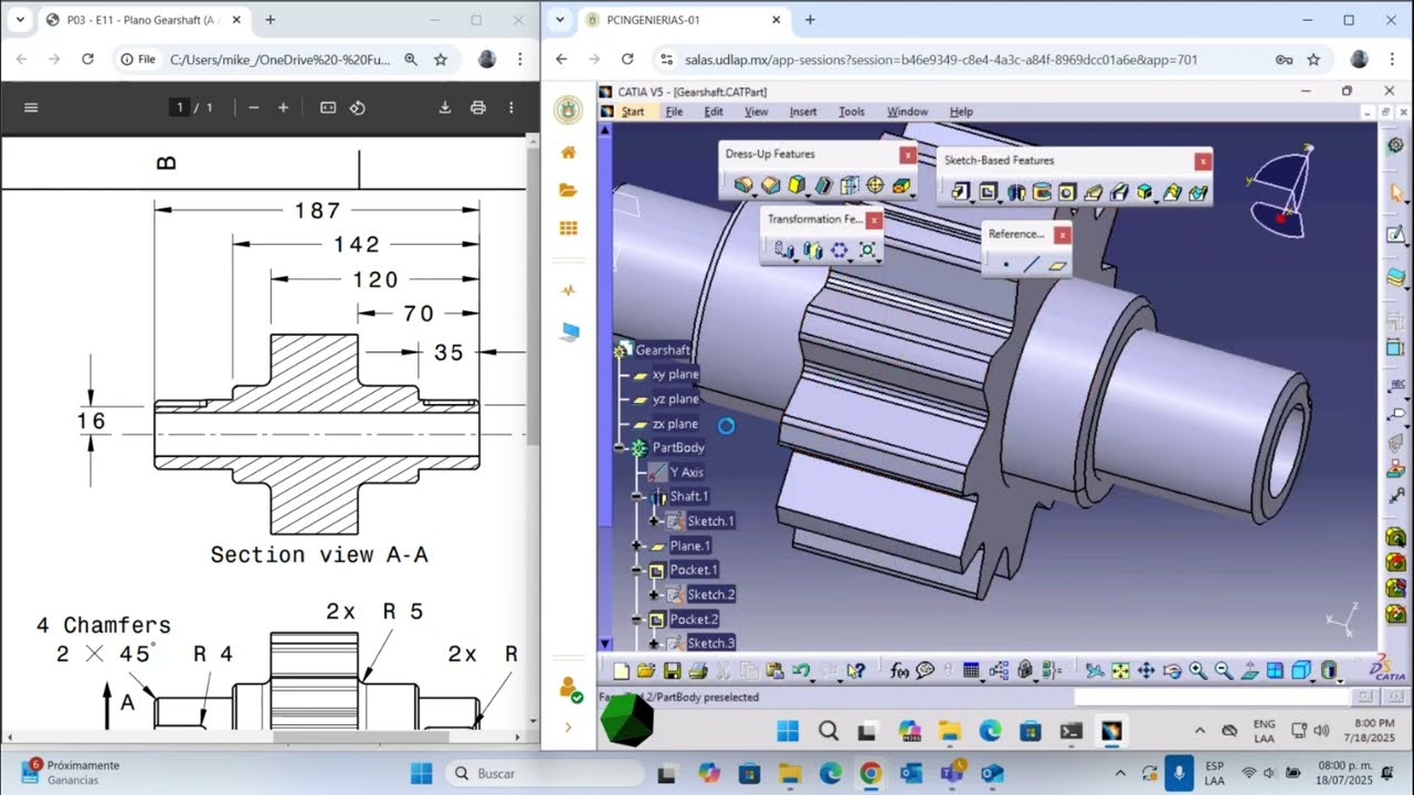 CatiaV5 - Modelado Gear Shaft
