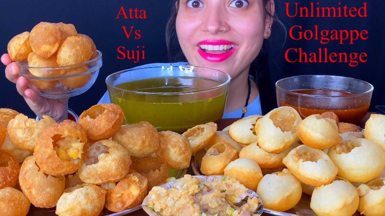 Eating Spicy Unlimited Golgappe 🔥 | Atta Vs Suji Golgappe Eating Challenge | Unlimited Food Mukbang
