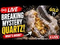 “LIVE Breaking Open Mystery Quartz Rocks #quartz #crystals #rockhounding #gold #live
