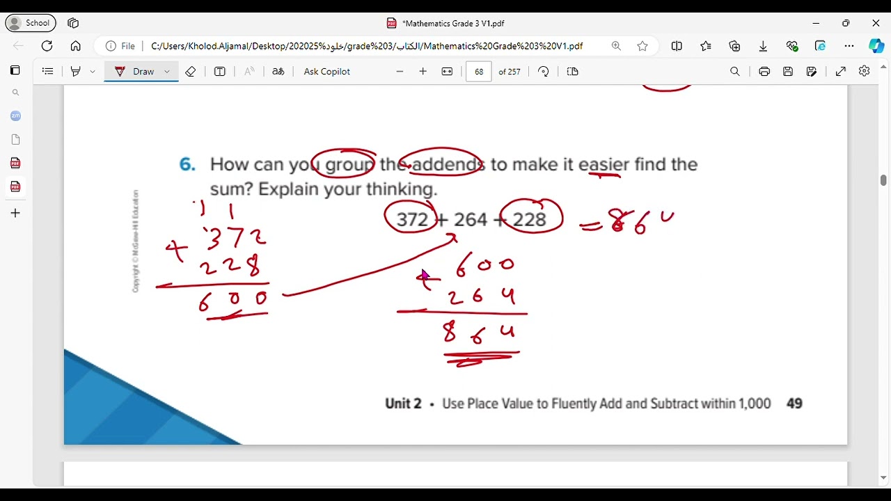 reveal math grade 3 lesson 2-4 use addition properties to add
