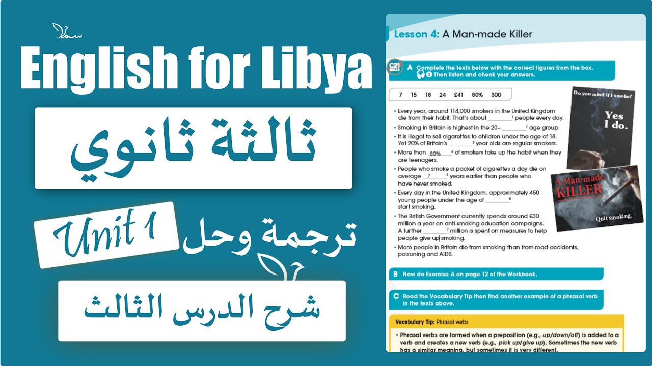 انجليزي ثالثة ثانوي علمي/ ادبي الوحدة الاولى الدرس الثالث A Man-made Killer الانجليزية مع سما