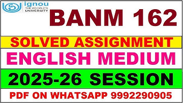 BANM 162 solved assignment 2025-26 in English || banm 162 solved assignment 2026 || banm162 2025-26