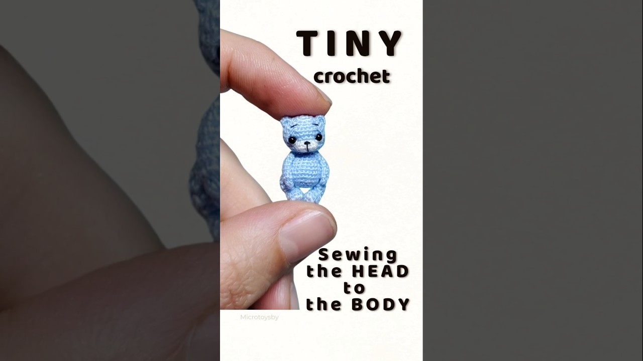 How to Attach a Tiny Bear's Head 🐻 / Micro Crochet Thread Joint