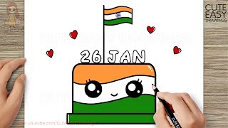 How to Draw Republic Day Cute Cake / How to Draw 26 January Cake Easy screenshot 5