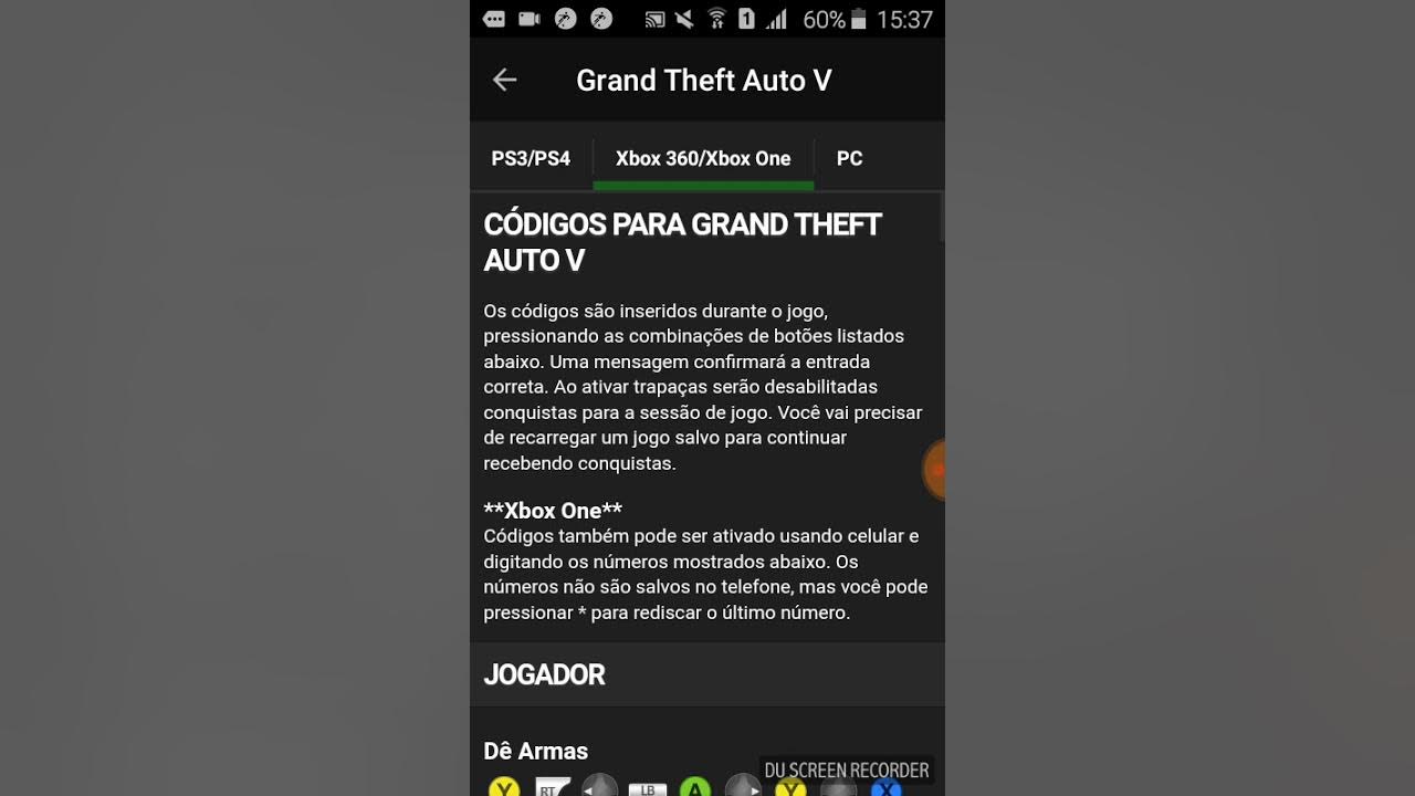 Códigos GTA IV XBOX 360 ou PS3  Elemento Cortante - Verdade na internet