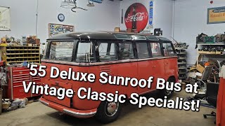 1955 Deluxe 23 Window Sunroof VW bus in for a couple small things. What a BEAUTY!!!