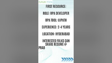 we are hiring for Role: RPA Developer ,RPA Tool: RPA UiPath | FutureTech Era