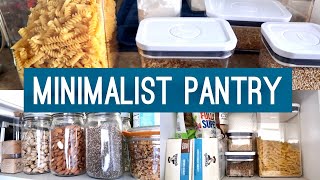 MINIMALIST SMALL PANTRY ORGANIZATION | clean + organize with me 2021