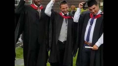 Funny graduation throwing of hats