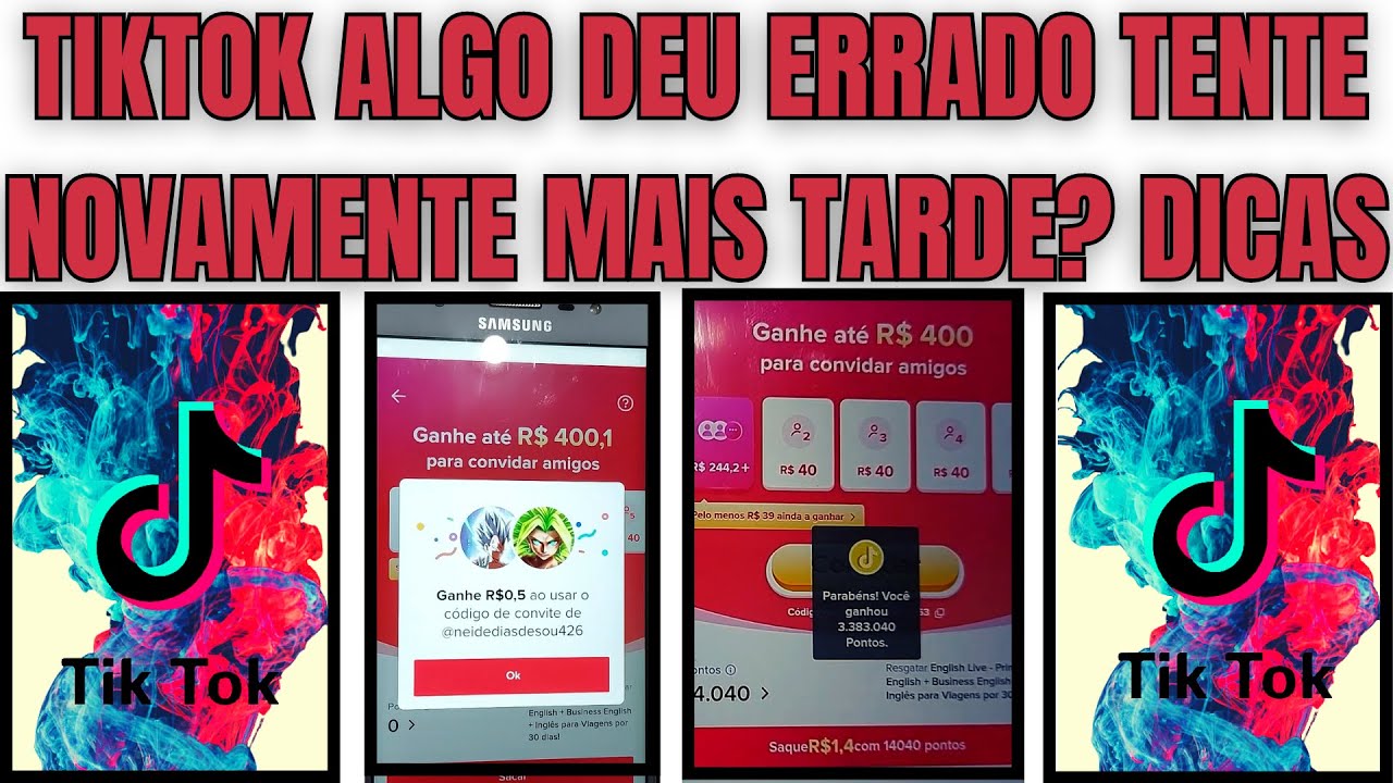 TIKTOK ALGO DEU ERRADO TENTE NOVAMENTE MAIS TARDE? DICAS PARA VINCULAR ...