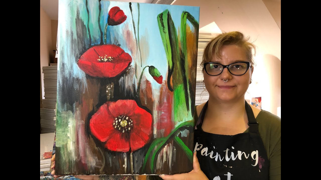How to paint red beautiful poppies - Step by Step Acrylic Painting on ...